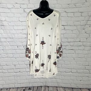 Free People Cream Floral Long Sleeve Dress